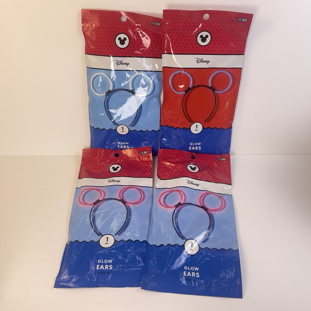 Lot of 4 Disney Glow Ears Headbands Mickey Mouse Summer Magic 2018 NEW Sealed